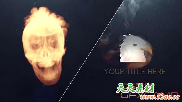 AE模板-烟雾骷髅头Logo动画 Skull Logo Reveal-天天素材网