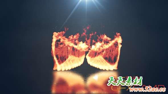 AE模板-火焰翅膀Logo动画 Wings Logo Reveal V2-天天素材网