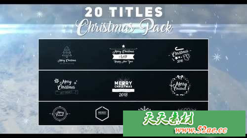 PR模板 圣诞节文字标题包Premiere Pro模板-天天素材网