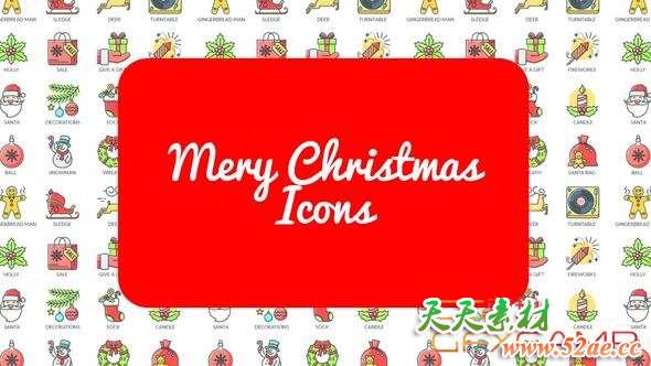 AE模板-30个圣诞节图标ICON动画 Mary Christmas – 30 Animated Icons-天天素材网