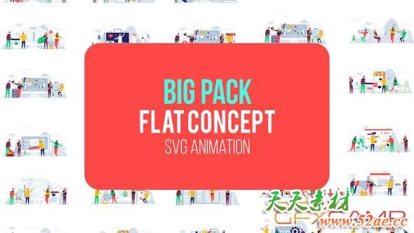 AE模板-19个扁平化概念场景MG动画 Big Pack Of Flat Concept-天天素材网