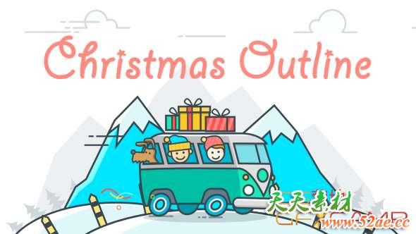 AE模板-圣诞节MG动画片头 Christmas Outline-天天素材网