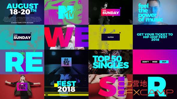 AE模板-时尚动感文字视频开场 Dynamic Glitch Opener-天天素材网