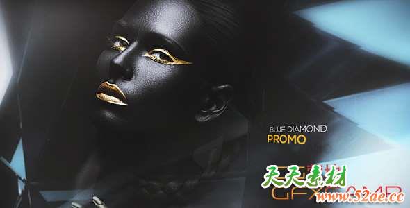 AE模板-奢华图形遮罩图片开场 Blue Diamond Promo-天天素材网