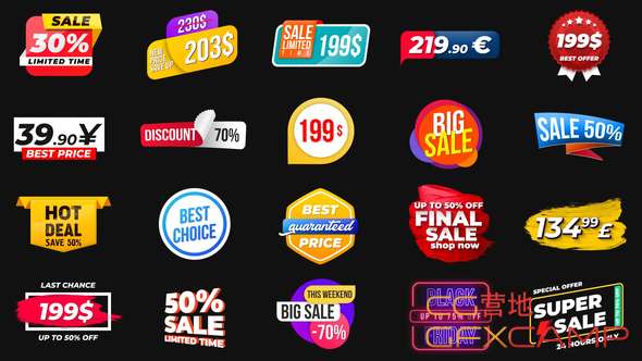 AE模板-打折价格标签动画 Animated Labels & Prices-天天素材网