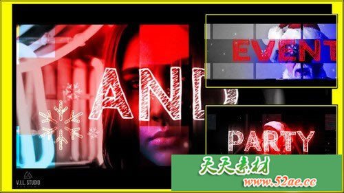 PR模板下载 舞蹈圣诞节活动 - 新年派对首映临视频模板-天天素材网