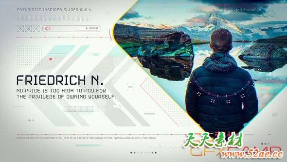 AE模板-科技感图片介绍片头 Futuristic Inspired Slideshow-天天素材网