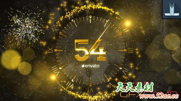 AE模板-金色新年倒计时片头 New Year Countdown 2019-天天素材网