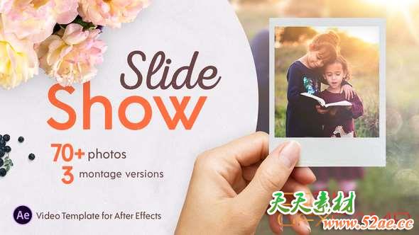 AE模板-手持拍立得悬挂照片相册片头 Slideshow Montage-天天素材网