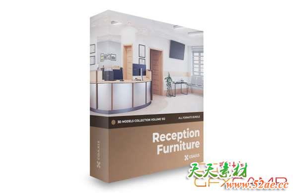 接待处室内家具3D模型 CGAxis – Reception Furniture 3D Models Collection – Volume 102 (C4D/MAX/OBJ/FBX等格式)-天天素材网