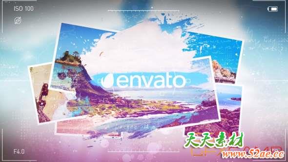 AE模板-相机UI界面拍照旅游相册照片开场 Vacation Grunge Album-天天素材网