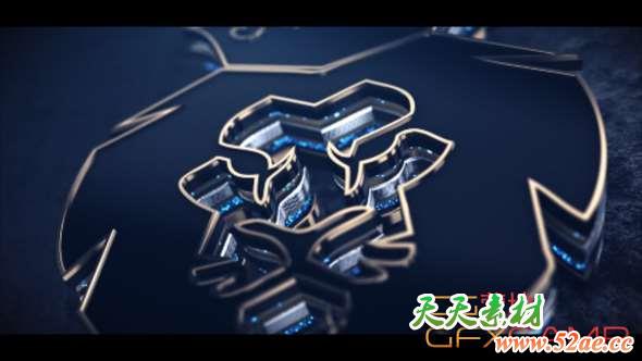 AE模板-三维质感文字Logo动画 Fast Gold Logo-天天素材网