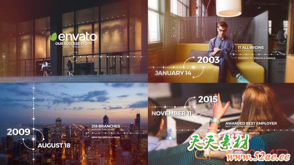AE模板-现代感时间线介绍开场 Modern Timeline-天天素材网