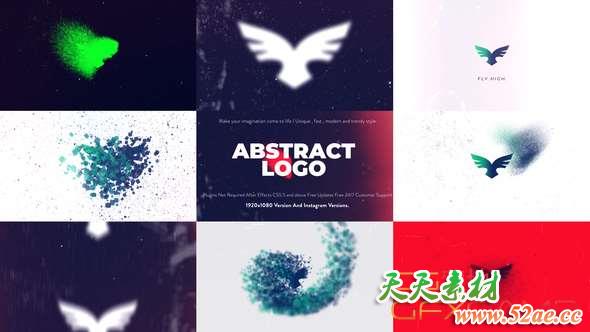 AE模板-抽线粒子消散Logo动画 Abstract Logo Animation-天天素材网