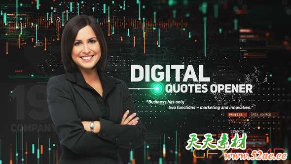 AE模板-科技感人物介绍开场 Digital Quotes Opener-天天素材网
