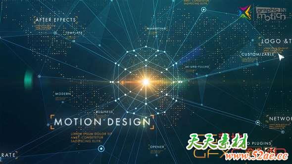AE模板-点线网络科技感片头 Corporate Business Network Opener-天天素材网