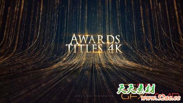 AE模板-粒子背景墙颁奖文字标题片头 Awards Titles 4K and Awards Background Loop 4K-天天素材网