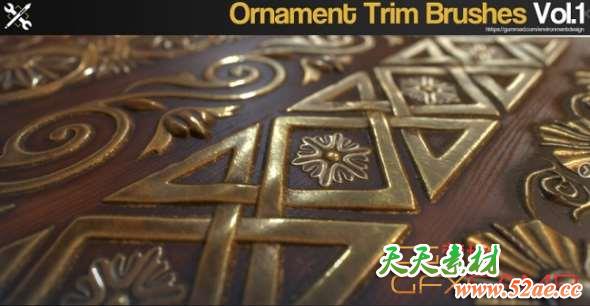60个点缀装饰ZB笔刷素材 Gumroad – ZBrush 60 Ornament Trim Brushes Vol.1-天天素材网