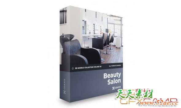 沙龙理发店椅子3D模型 CGAxis – Beauty Salon 3D Models Collection Volume 101 (C4D/MAX/OBJ/FBX等格式)-天天素材网