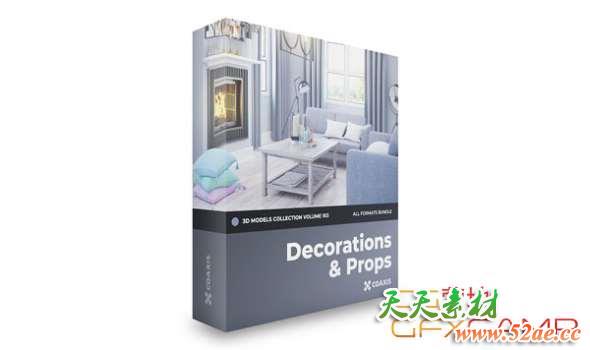 室内装饰3D模型 CGAxis – Decorations 3D Models Collection Volume 103 (C4D/MAX/OBJ/FBX等格式)-天天素材网