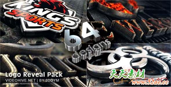 AE模板-钢铁质感三维Logo动画 Film Logo Reveals V1-天天素材网