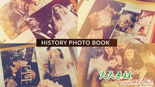 AE模板-历史照片相册簿翻页片头 History Photo Book-天天素材网