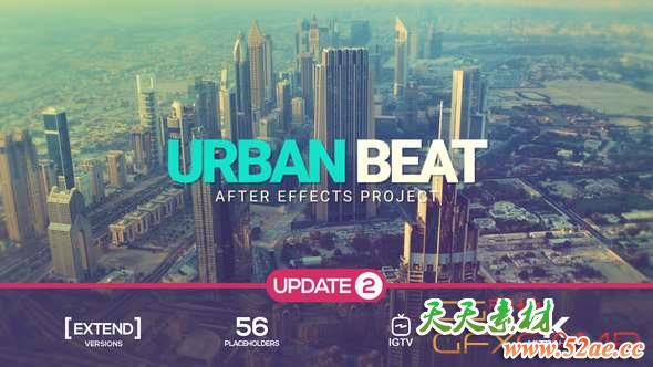 AE模板-城市生活幻灯片开场 Urban Glitch Intro v2-天天素材网