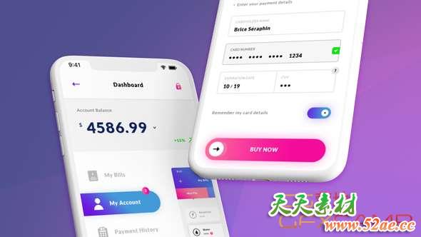 AE模板-iPhoneX手机APP展示动画片头 Phone X Promo-天天素材网