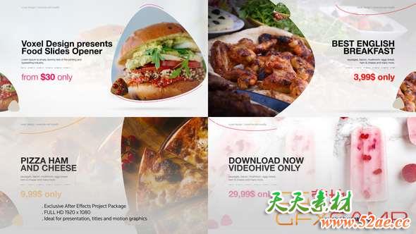 AE模板-食物美食包装宣传展示 Food Product Opener-天天素材网