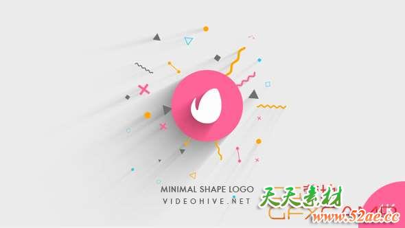 AE模板-可爱马卡龙色简洁线条图形Logo动画 Minimal Shape Logo Reveal-天天素材网