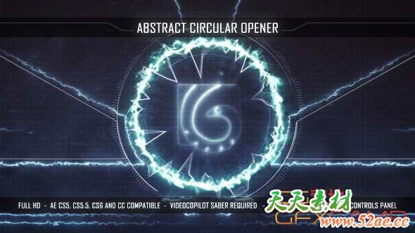 AE模板-电流环绕描边Logo动画 Abstract Circular Opener-天天素材网