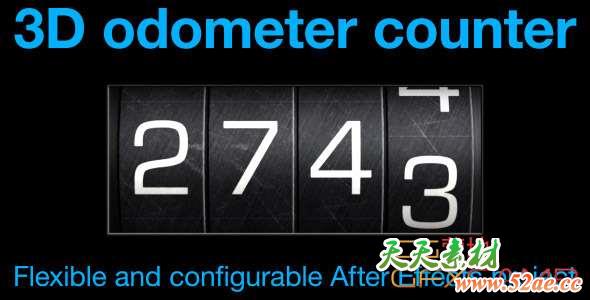 AE模板-里程表计数器数字翻转动画 Odometer number counter-天天素材网