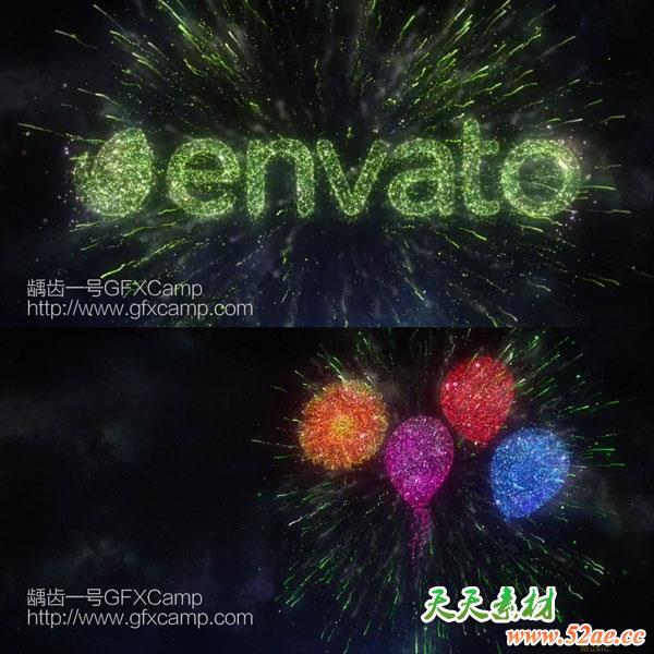 AE模板-烟花汇聚文字Logo图片动画工具包-天天素材网