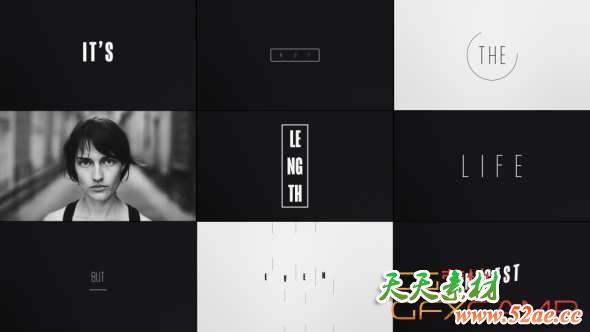 AE模板-黑白文字图片快闪片头 Quick Typo Opener-天天素材网