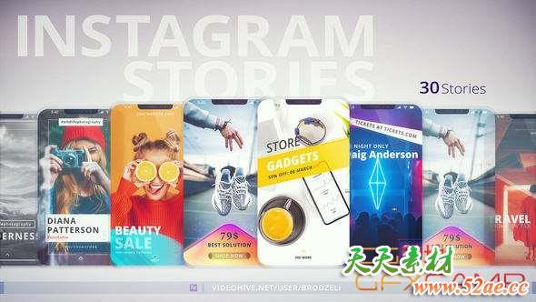 AE模板-手机INS网络视频宣传包装 Instagram Stories-天天素材网