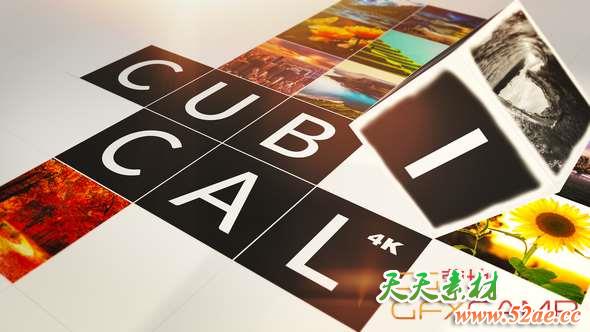 AE模板-三维方块翻转相册图片展示 Cubical Photo-天天素材网