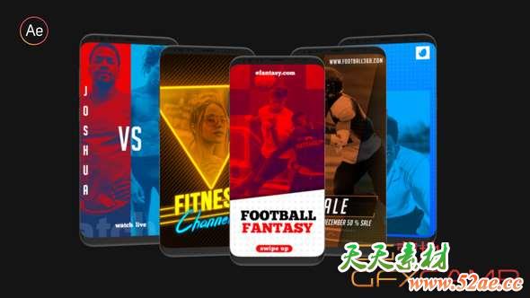 AE模板-INS网络体育视频宣传包装 Sports Instagram Stories-天天素材网