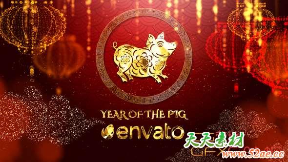 AE模板-2019中国新年喜庆片头开场 Chinese New Year-天天素材网