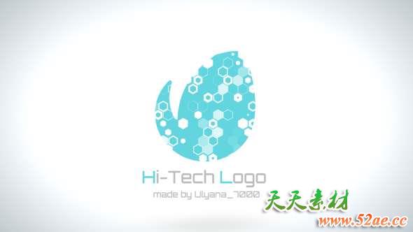 AE模板-蜂巢科技感Logo动画 Hi -Tech Clean Logo-天天素材网