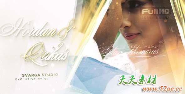 AE模板-玻璃质感婚礼视频回忆片头 Glass Wedding Memories-天天素材网