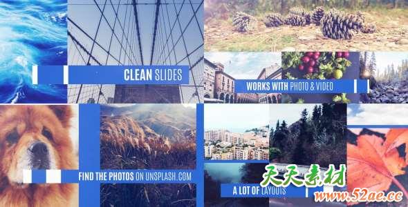 AE模板-简洁分屏幻灯片开场 Clean Slideshow-天天素材网