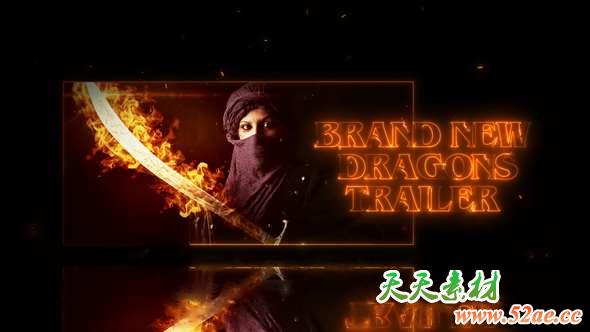 AE模板-火焰能量描边游戏宣传片开场 Dragons Trailer-天天素材网