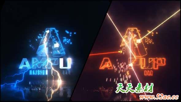 AE模板-闪电Logo镭射雕刻Logo动画 Energetic Electrify and Laser Logo-天天素材网