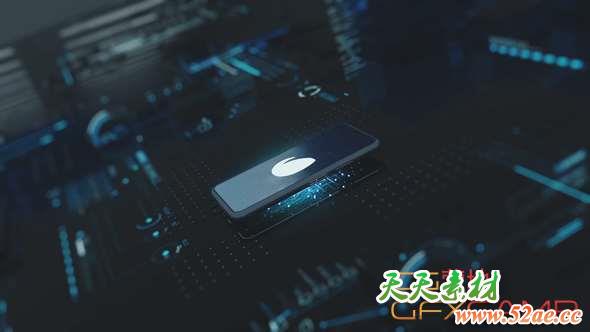 AE模板-科技感手机Logo动画 Phone Logo Reveal-天天素材网