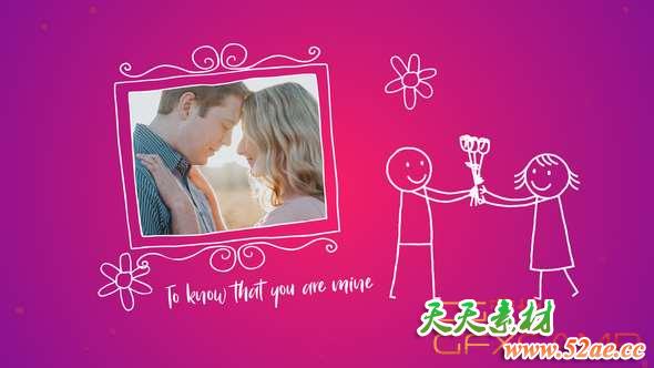 AE模板-卡通情人节爱情浪漫相册片头 Valentine’s Day Today-天天素材网