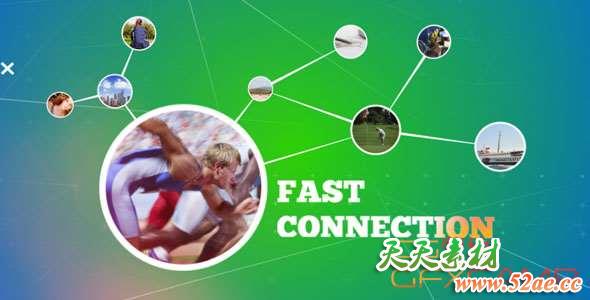 AE模板-线条连接图片视频片头 Fast Connection Intro-天天素材网