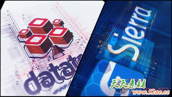 AE模板-科技感信号损坏Logo动画 High Tech Logo V08 Glitch Reveal-天天素材网