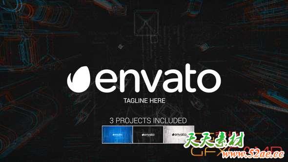 AE模板-工业科技线条城市Logo动画 Industrial City Logo Reveal 3-in Pack-天天素材网