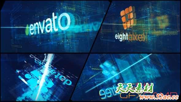 AE模板-空间感信号损坏科技感Logo动画 High Tech Logo V09 Electric Glitch-天天素材网