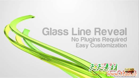 AE模板-玻璃质感线条生长Logo动画 Glass Line Reveal-天天素材网